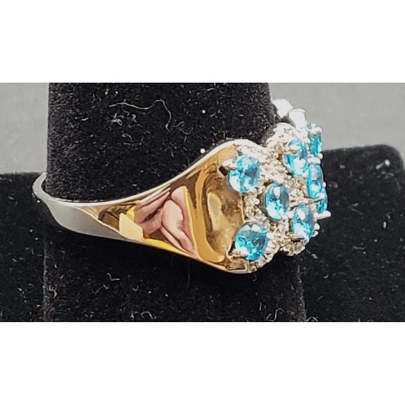 Large JTV Blue Topaz and Silver Cocktail Ring - Picture 3 of 5